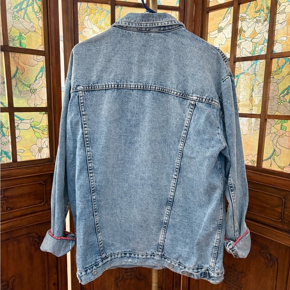 NWOT Free People Distressed Denim Jacket Sz L - Picture 3 of 4